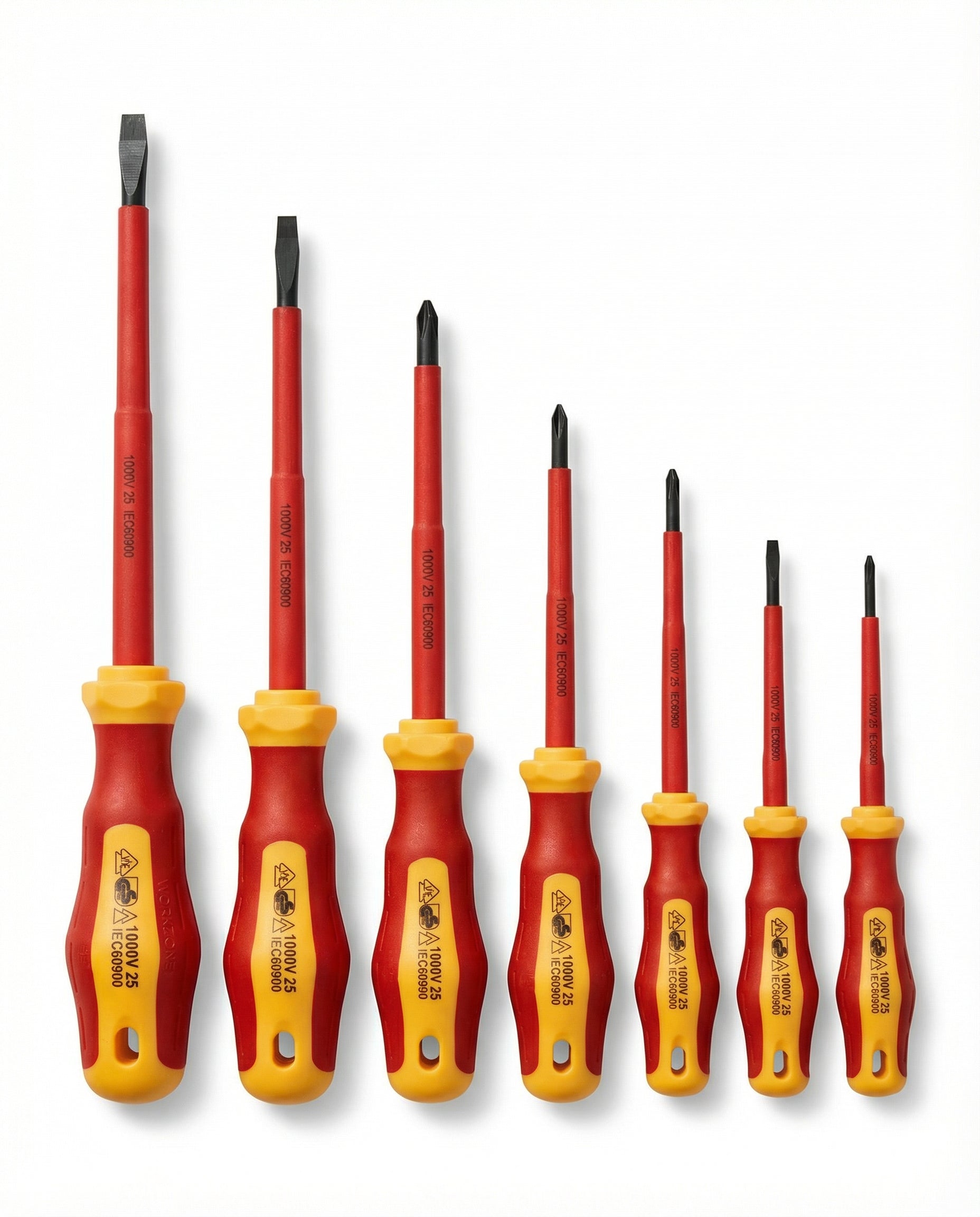 Set 8 Destornilladores VDE Aislados 1000V Planos + Phillips | Workzone