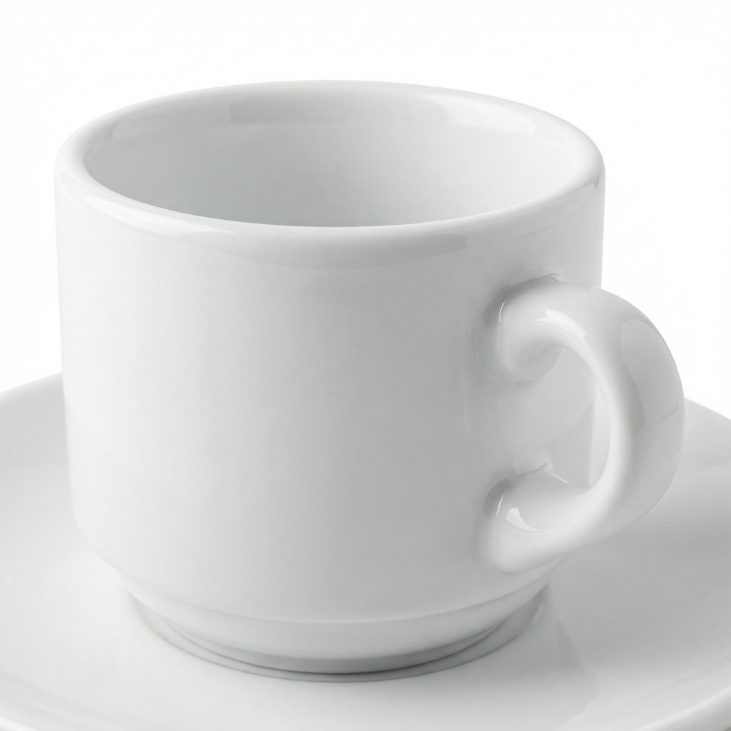 Taza de Café con Plato Cerámica Blanca Clásica 200ml