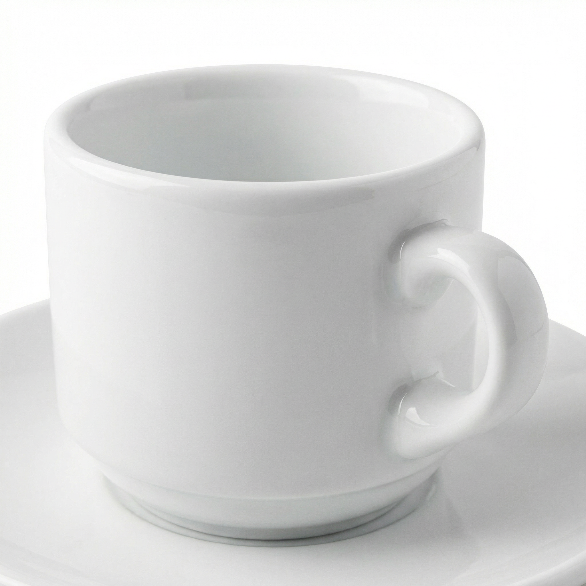 Taza de Café con Plato Cerámica Blanca Clásica 200ml
