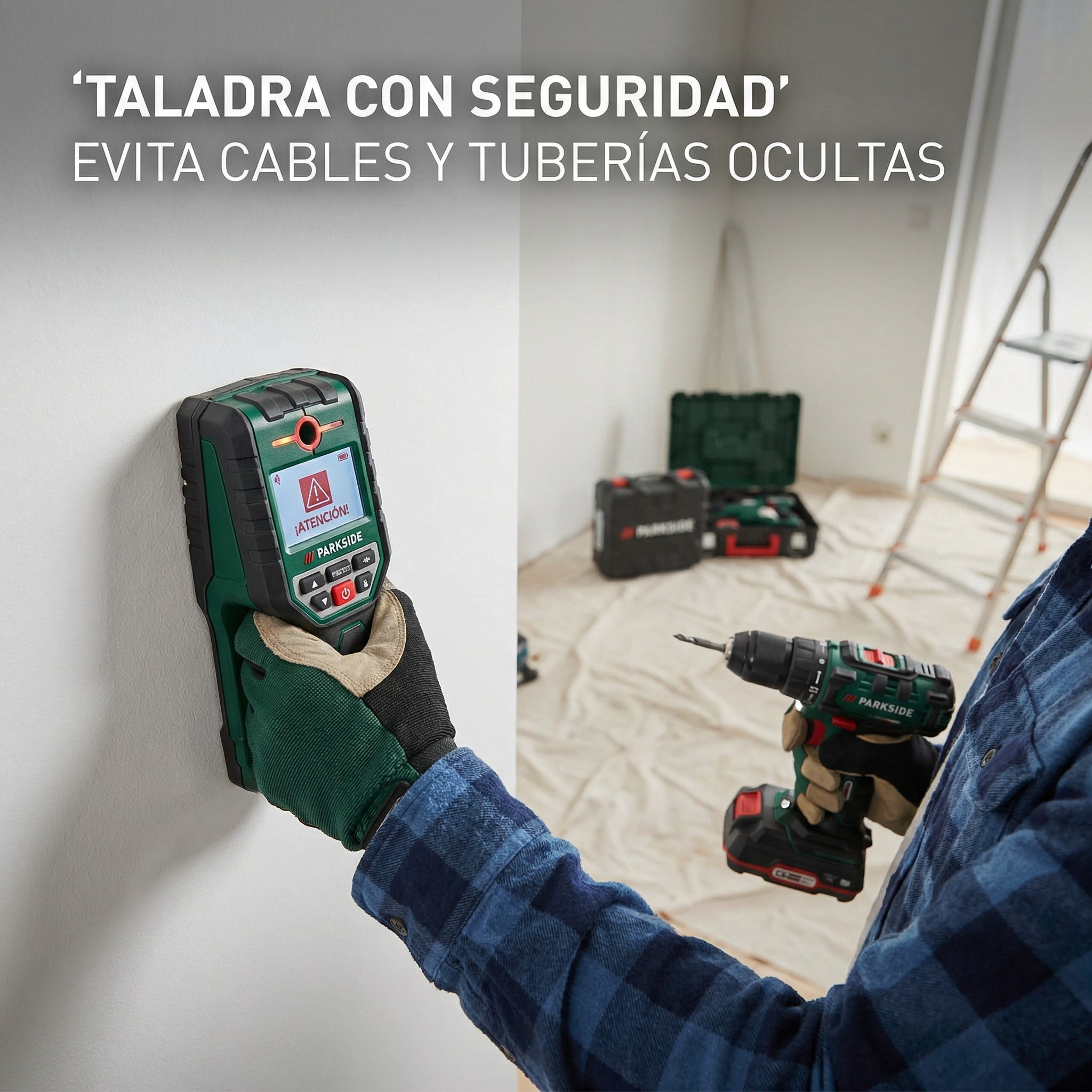 Detector de Metales, Cables y Tuberías en Pared LCD | Parkside