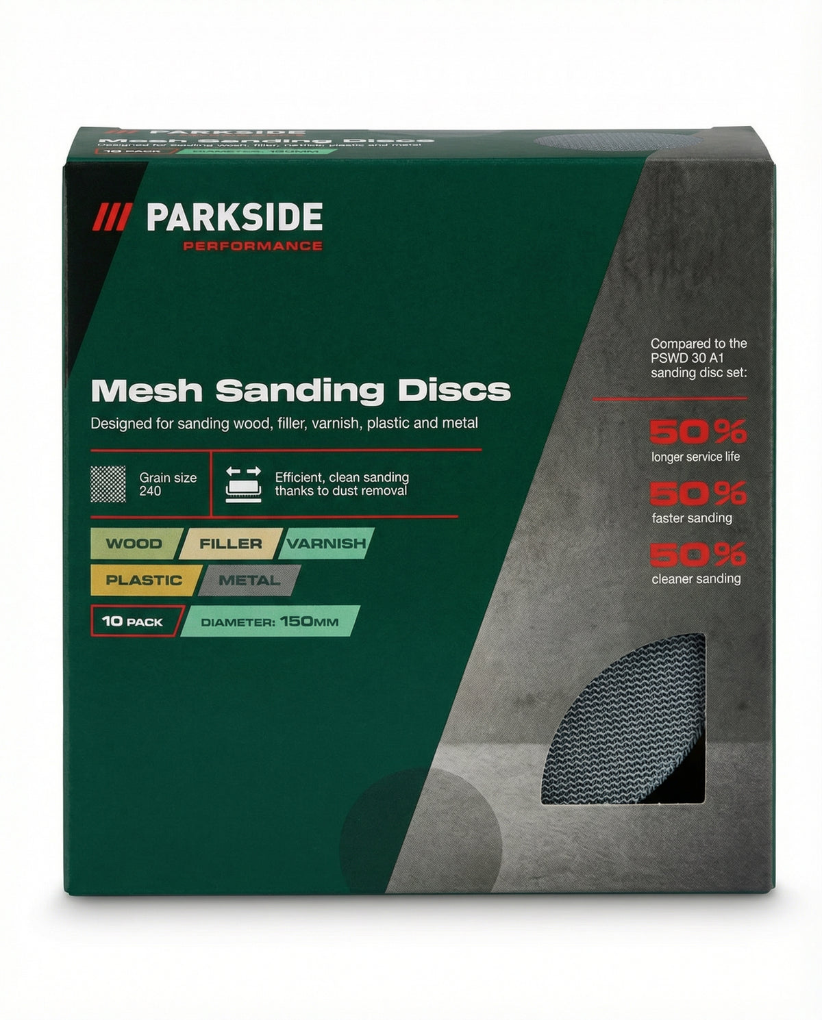 Discos de Lija Malla 150mm Grano 240 Pack 10 Uds | Parkside Performance