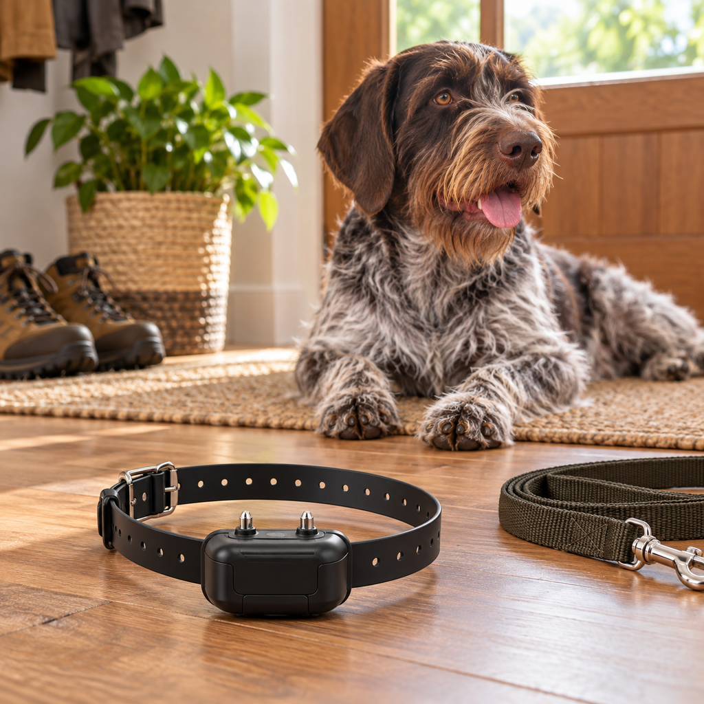 Collar Dogtrace d-mute Plus en un entorno doméstico con perro