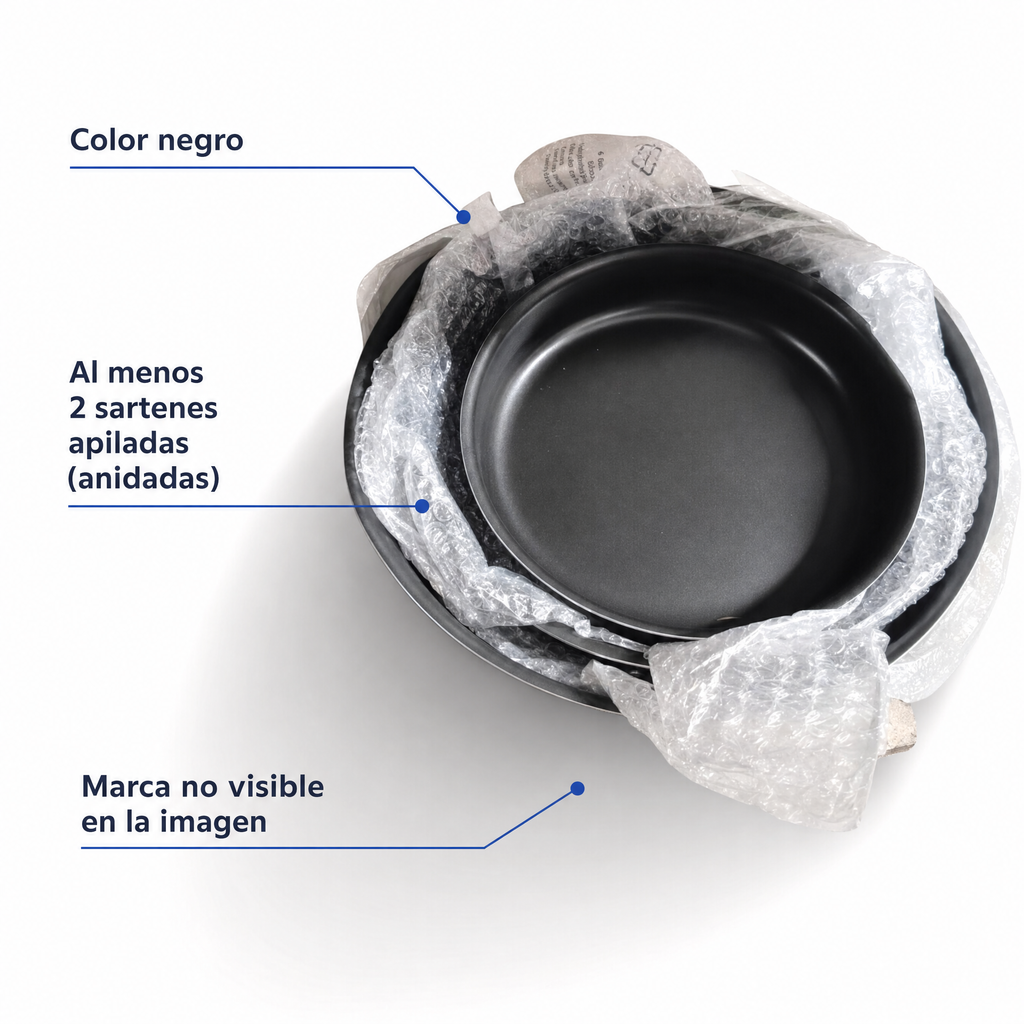 Conjunto de sartenes negras apilables