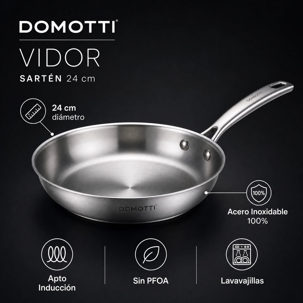Pack 3 Sartenes Acero Inoxidable Domotti Vidor — 24 cm