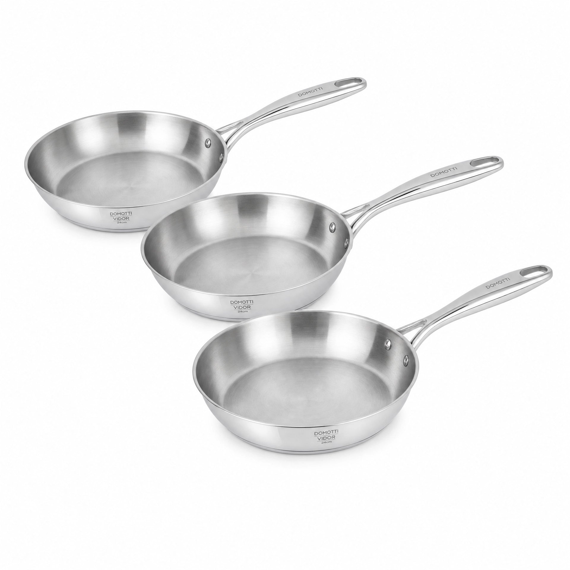 Pack 3 Sartenes Acero Inoxidable Domotti Vidor — 24 cm