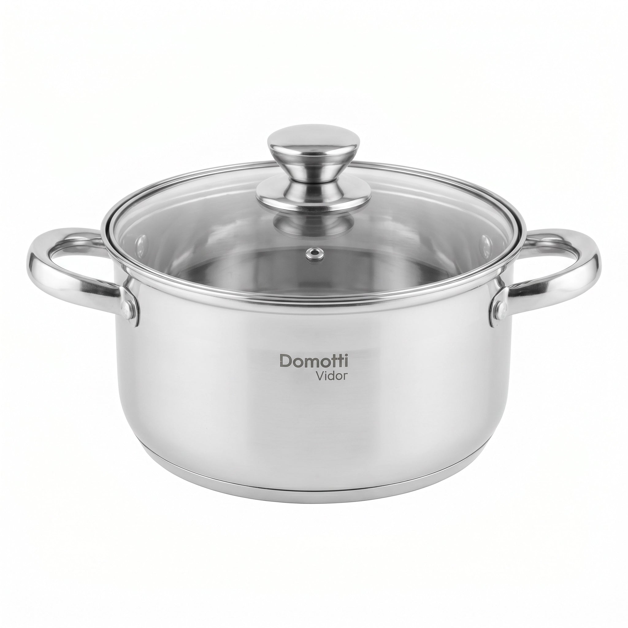 Cazuela con Tapa Acero Inoxidable Domotti Vidor 20cm — Apta Inducción