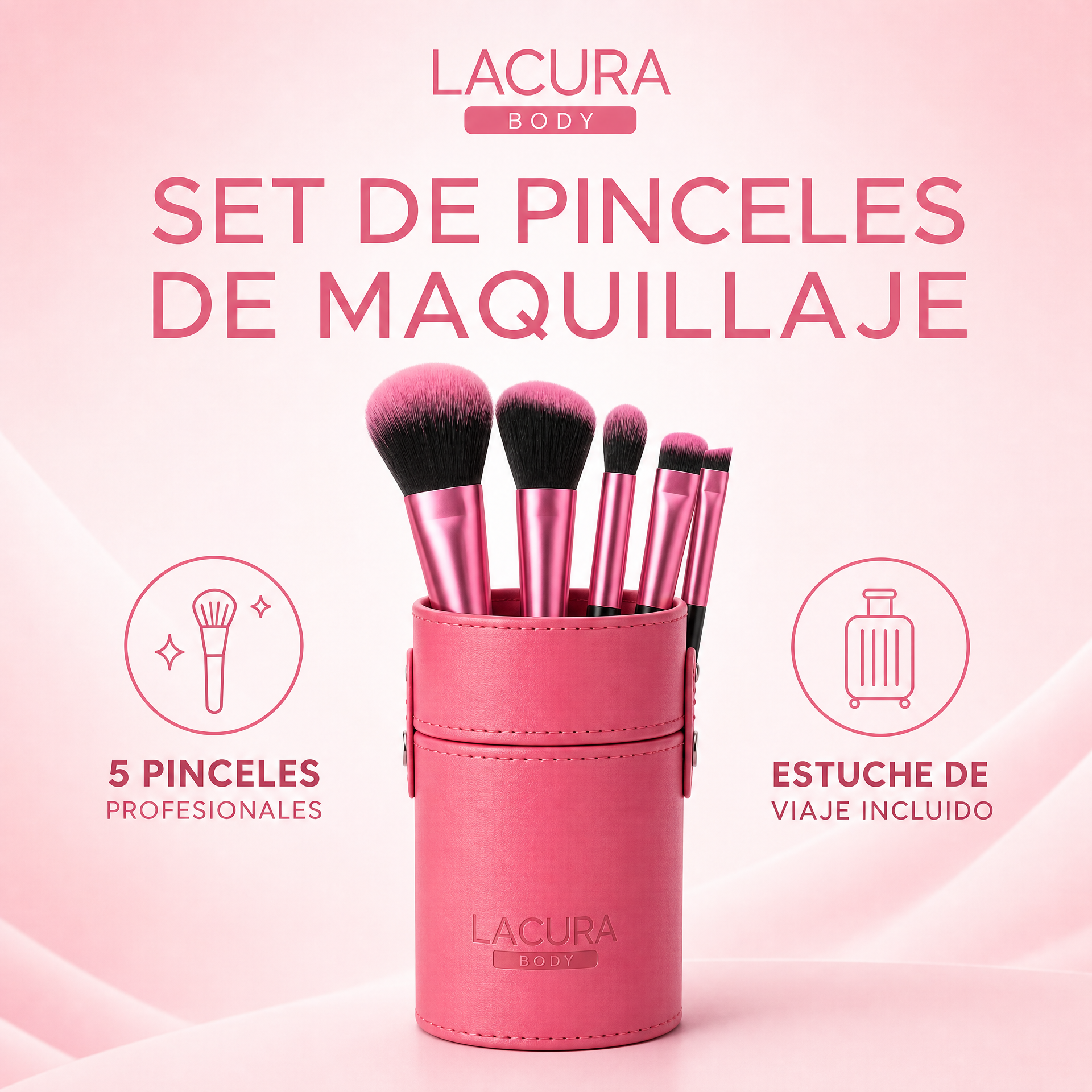 Set de 5 Pinceles de Maquillaje Lacura Body con Estuche