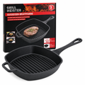 GRILL MEISTER Sartén de hierro fundido con mango integrado y asas laterales