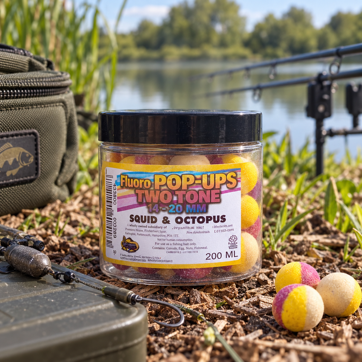 Dynamite Fluoro Pop-Ups Two Tone en ambiente de pesca