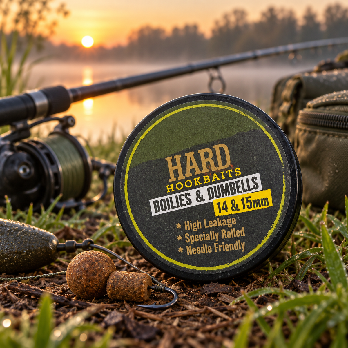 Dynamite Hard Hook Baits 14 y 15 mm en entorno de pesca de carpa