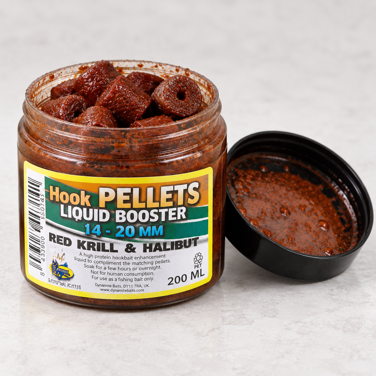 Detalle del envase Dynamite Hook Pellets Liquid Booster