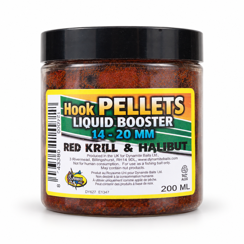 Dynamite Hook Pellets Liquid Booster sobre fondo blanco