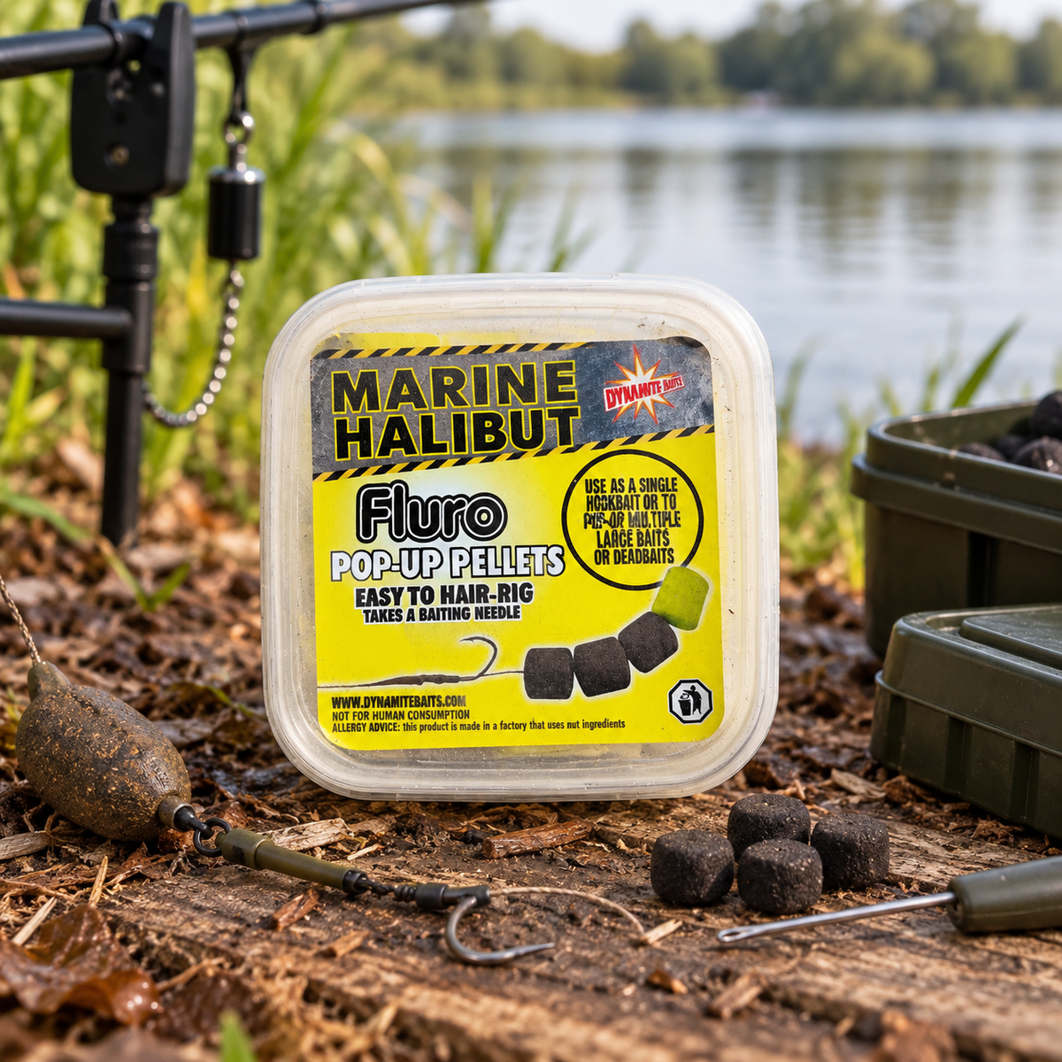 Dynamite Marine Halibut Fluro Pop-Up Pellets en ambiente de pesca
