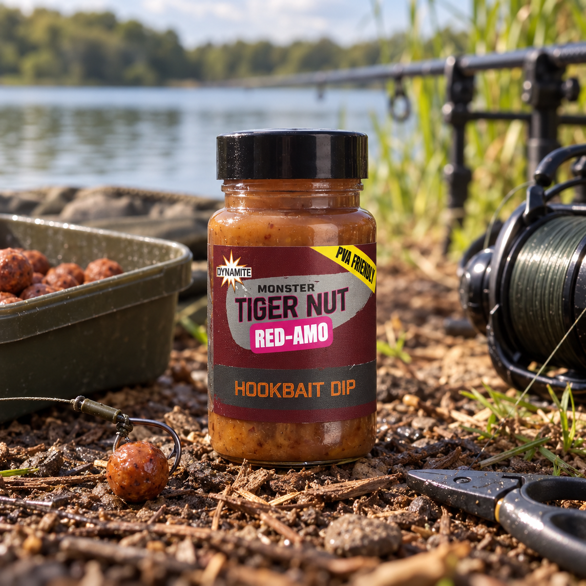 Dynamite Monster Tiger Nut Red-Amo Hookbait Dip en ambiente de pesca