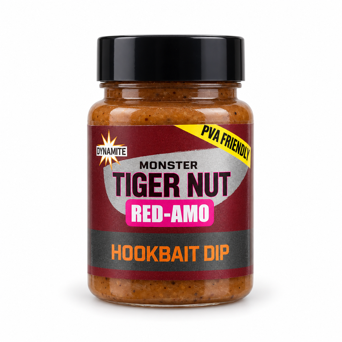 Dynamite Monster Tiger Nut Red-Amo Hookbait Dip sobre fondo blanco