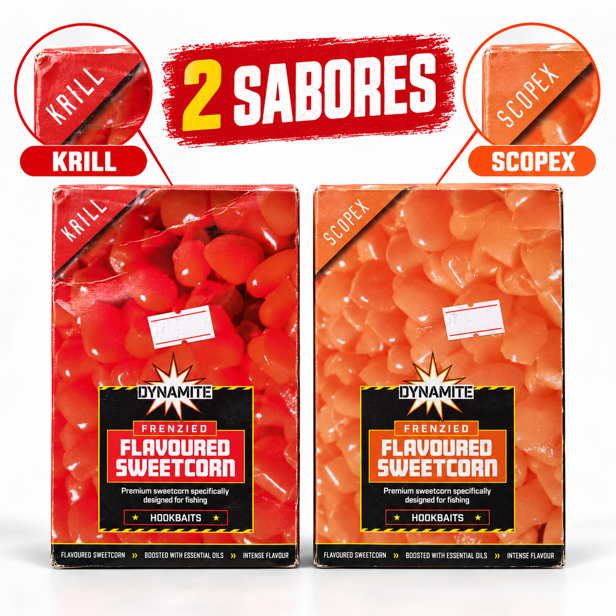 Sabores Krill y Scopex de Dynamite Frenzied Flavoured Sweetcorn