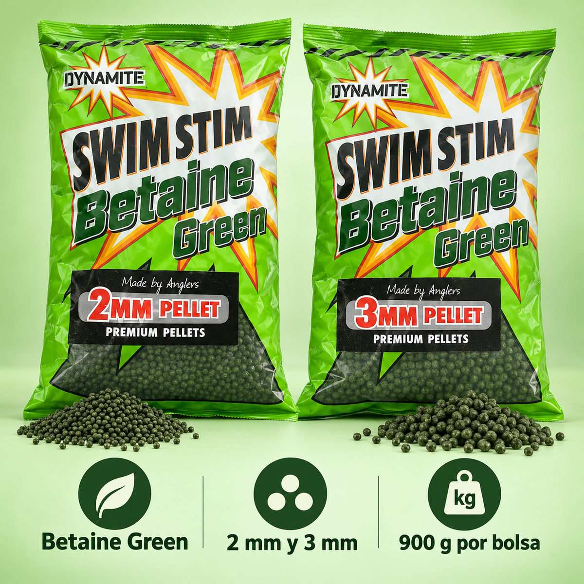 Características de Dynamite Swim Stim Betaine Green pellets
