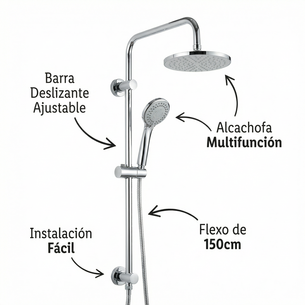 Kit de Ducha con Barra Deslizante - Livarno Home