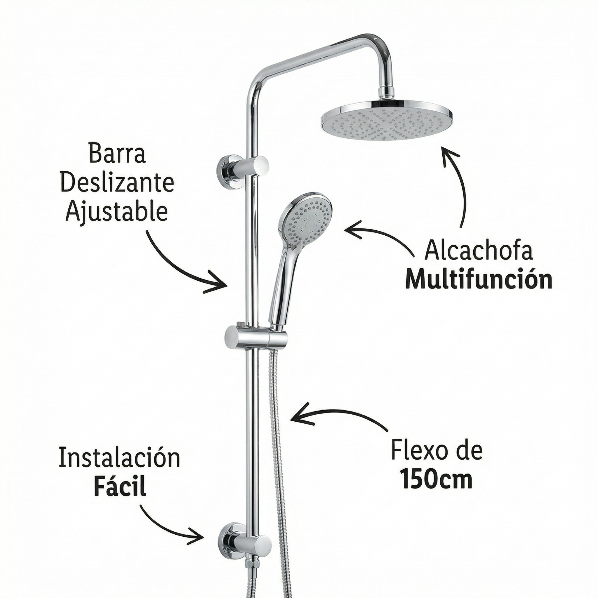 Kit de Ducha con Barra Deslizante - Livarno Home