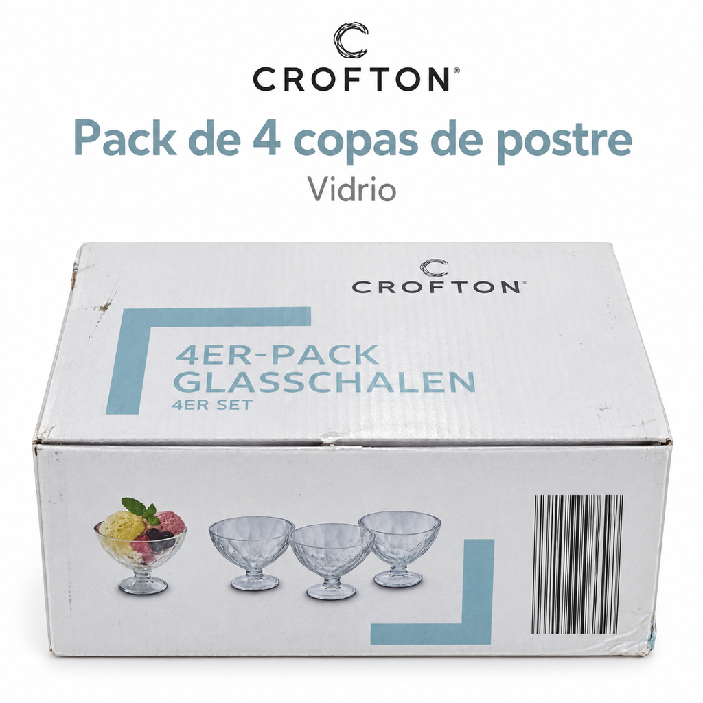 Crofton pack de 4 copas de postre de vidrio: características del producto