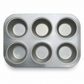 Molde para 6 muffins de acabado metálico gris: producto original sobre fondo blanco