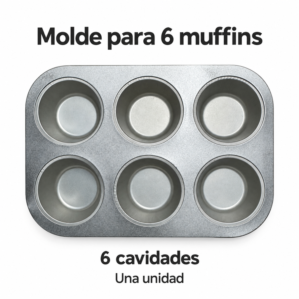 Molde para 6 muffins de acabado metálico gris: características del producto