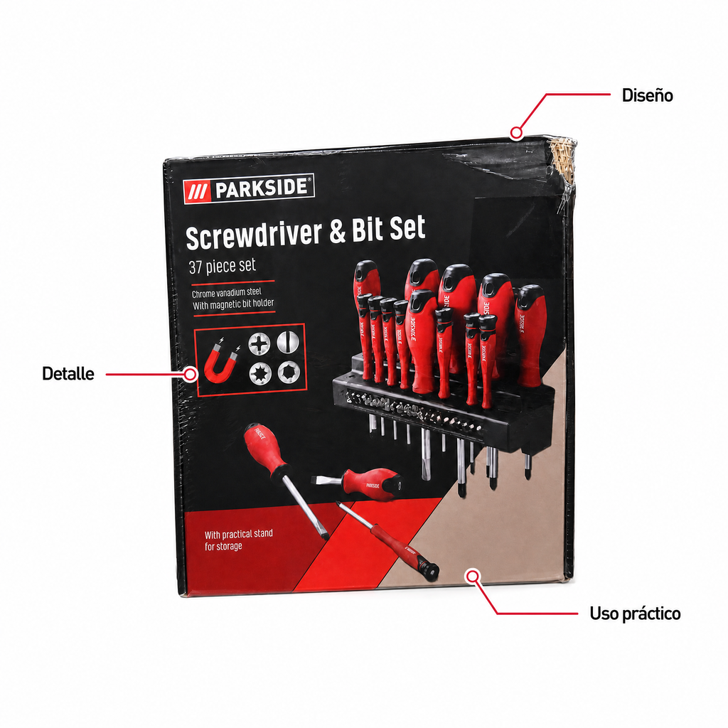 Pack de destornilladores Parkside con puntas magnéticas