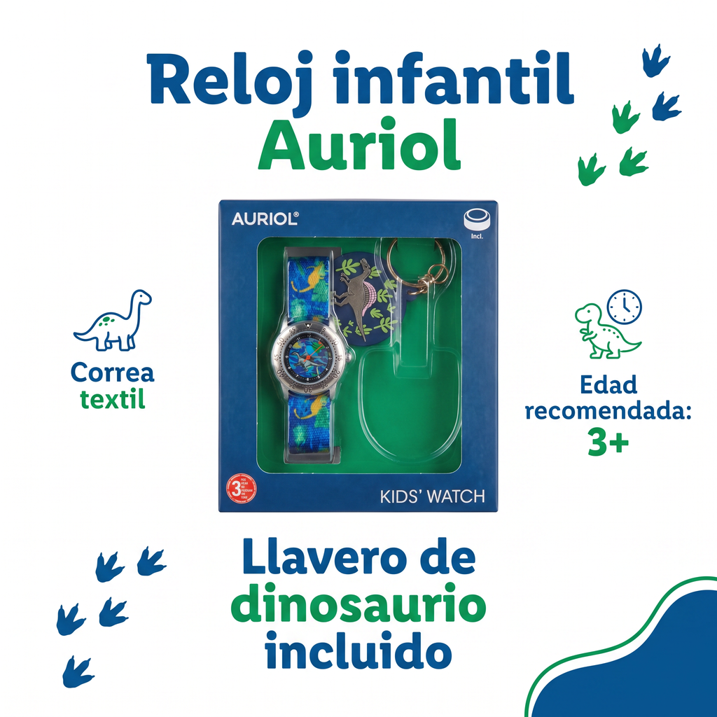 Auriol Reloj Infantil con Llavero de Dinosaurio