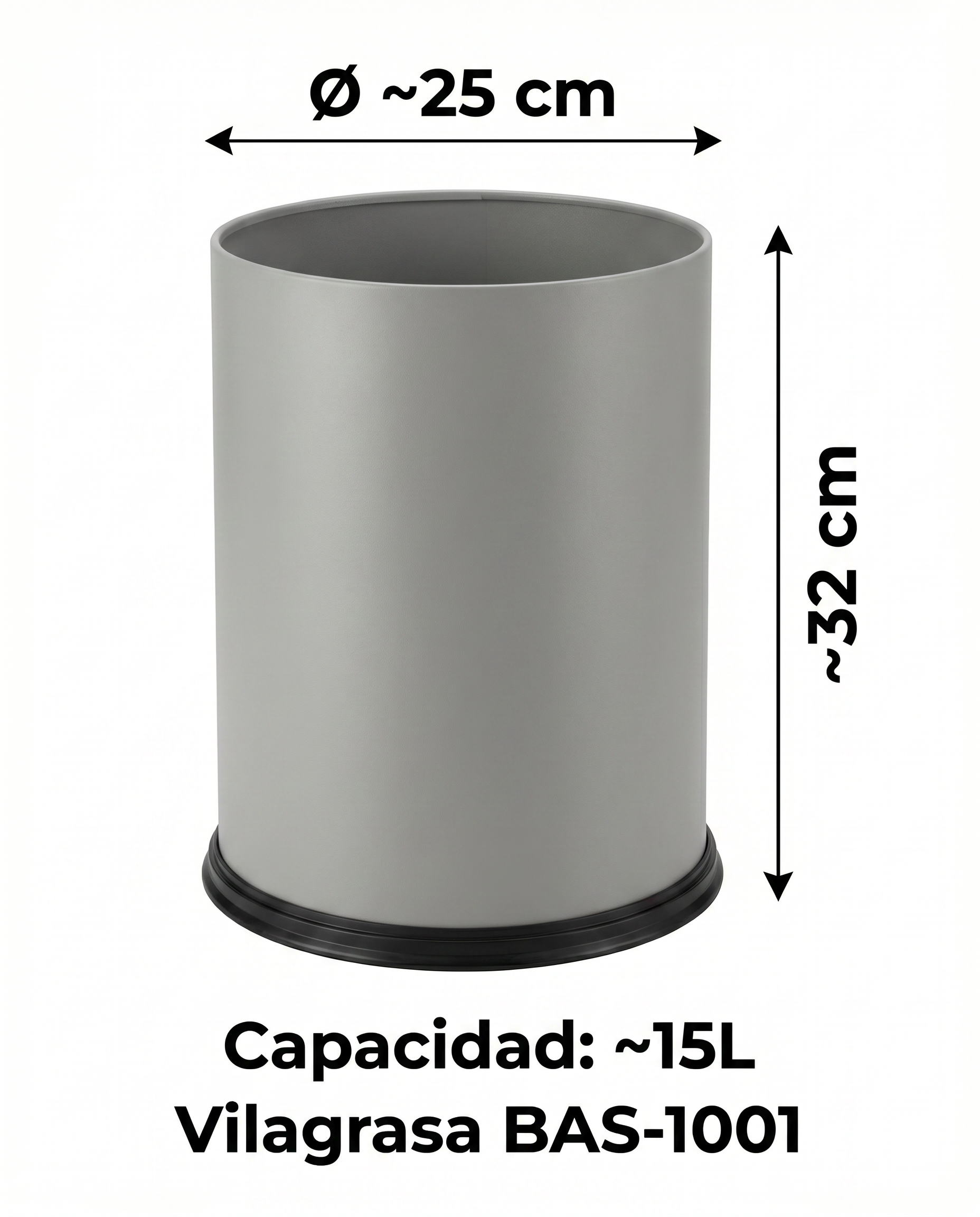 Papelera de Oficina Vilagrasa BAS-1001 — Acero Lacado