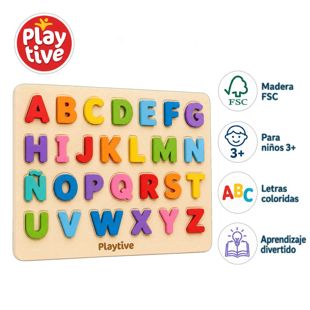 Playtive Juego Aprendizaje Alfabeto Madera