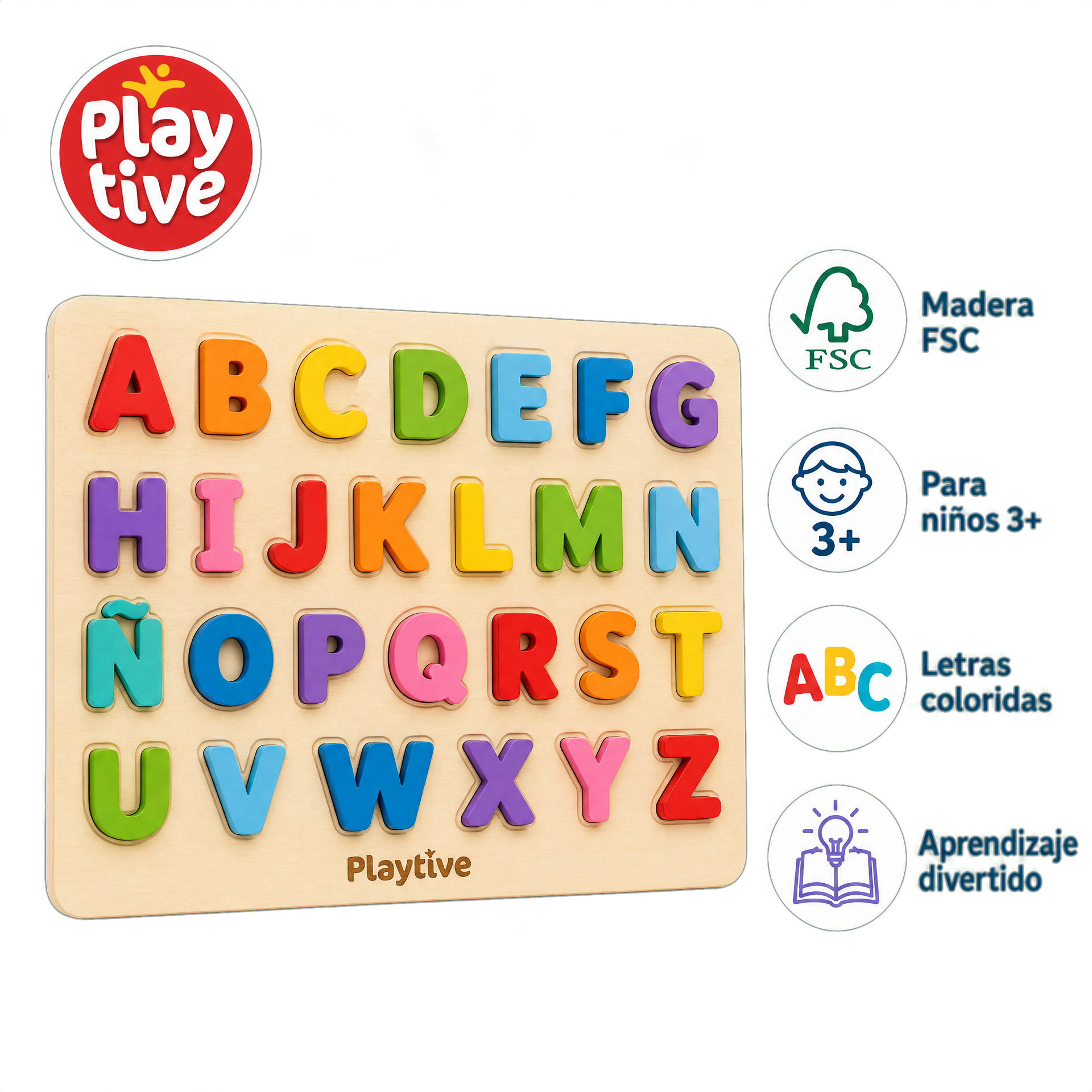 Playtive Juego Aprendizaje Alfabeto Madera