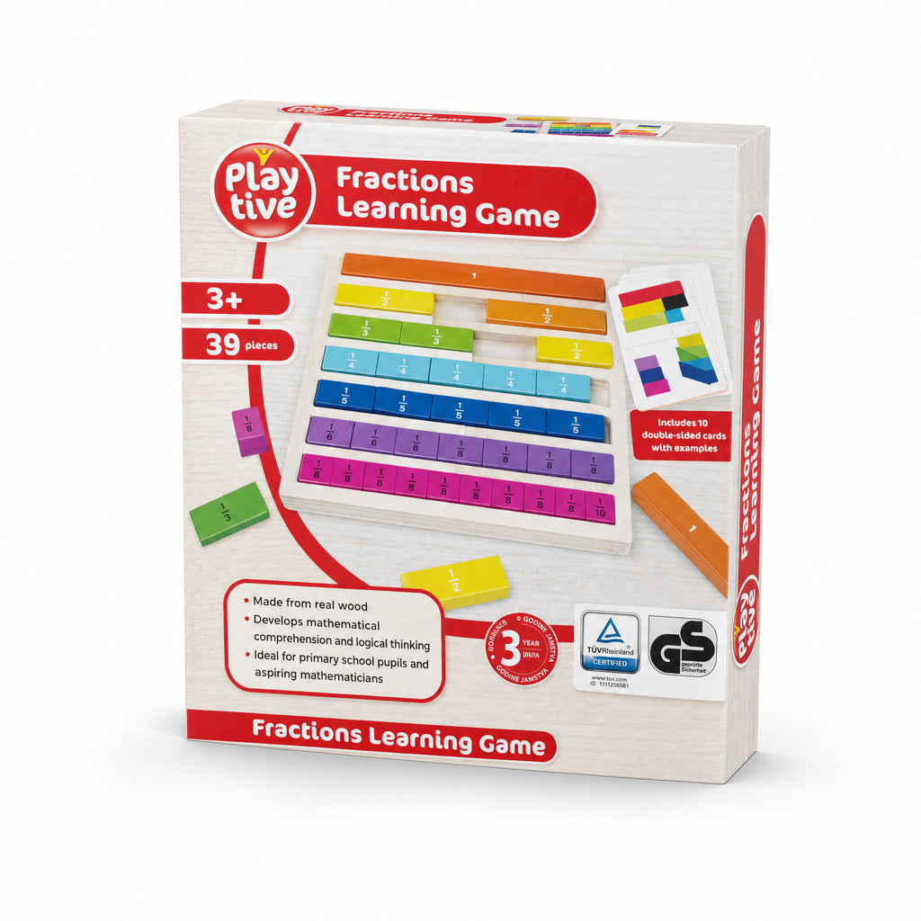 Playtive Juego de fracciones madera real 39 piezas 3+ años