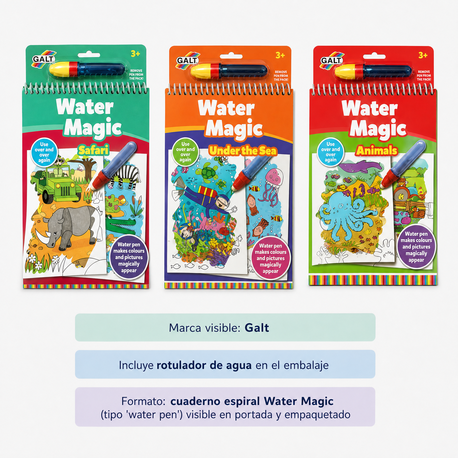 Galt Cuaderno Water Magic espiral con rotulador de agua, varios modelos