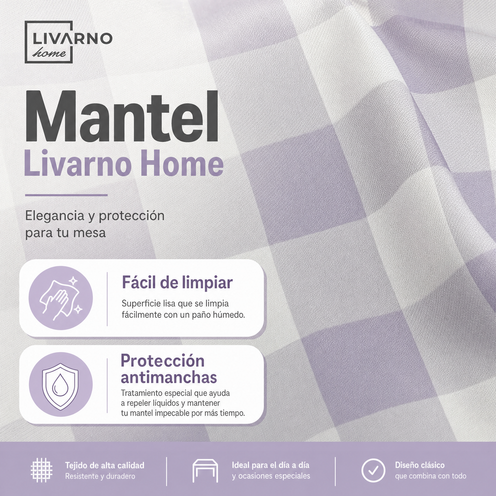 Mantel Livarno Home Cuadros Lila 130x160cm