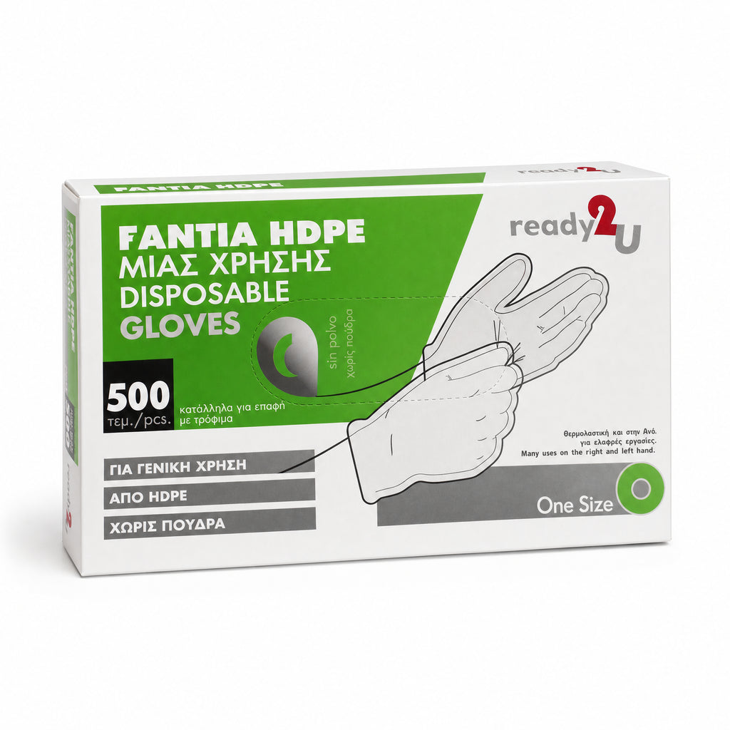 Fantia ready2u Guantes desechables HDPE sin polvo One Size 500 unidades