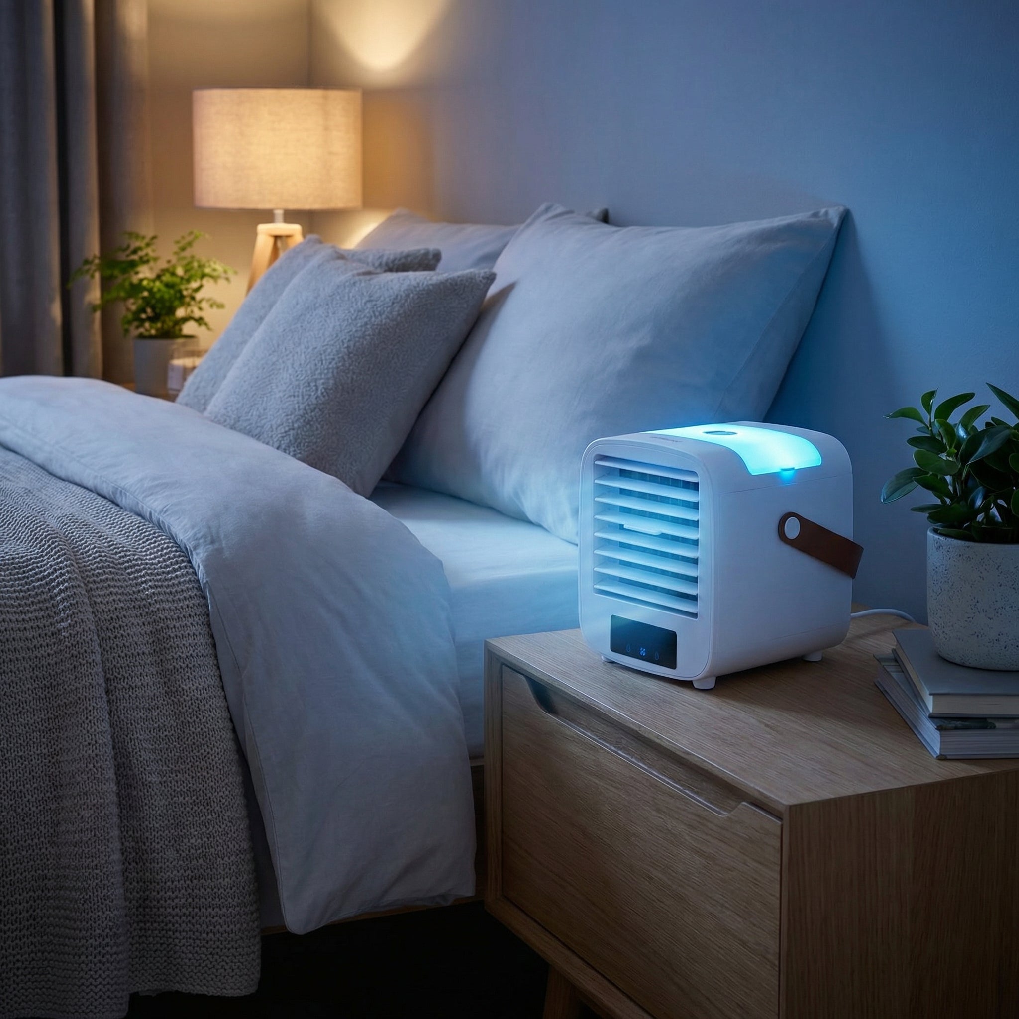 Enfriador de Aire Portátil con LED y Panel Táctil USB-C | Ambiano