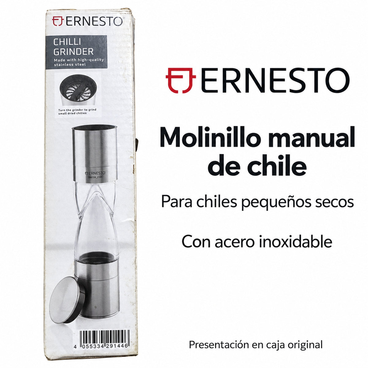 ERNESTO molinillo de chile, caja original: 03-informacion