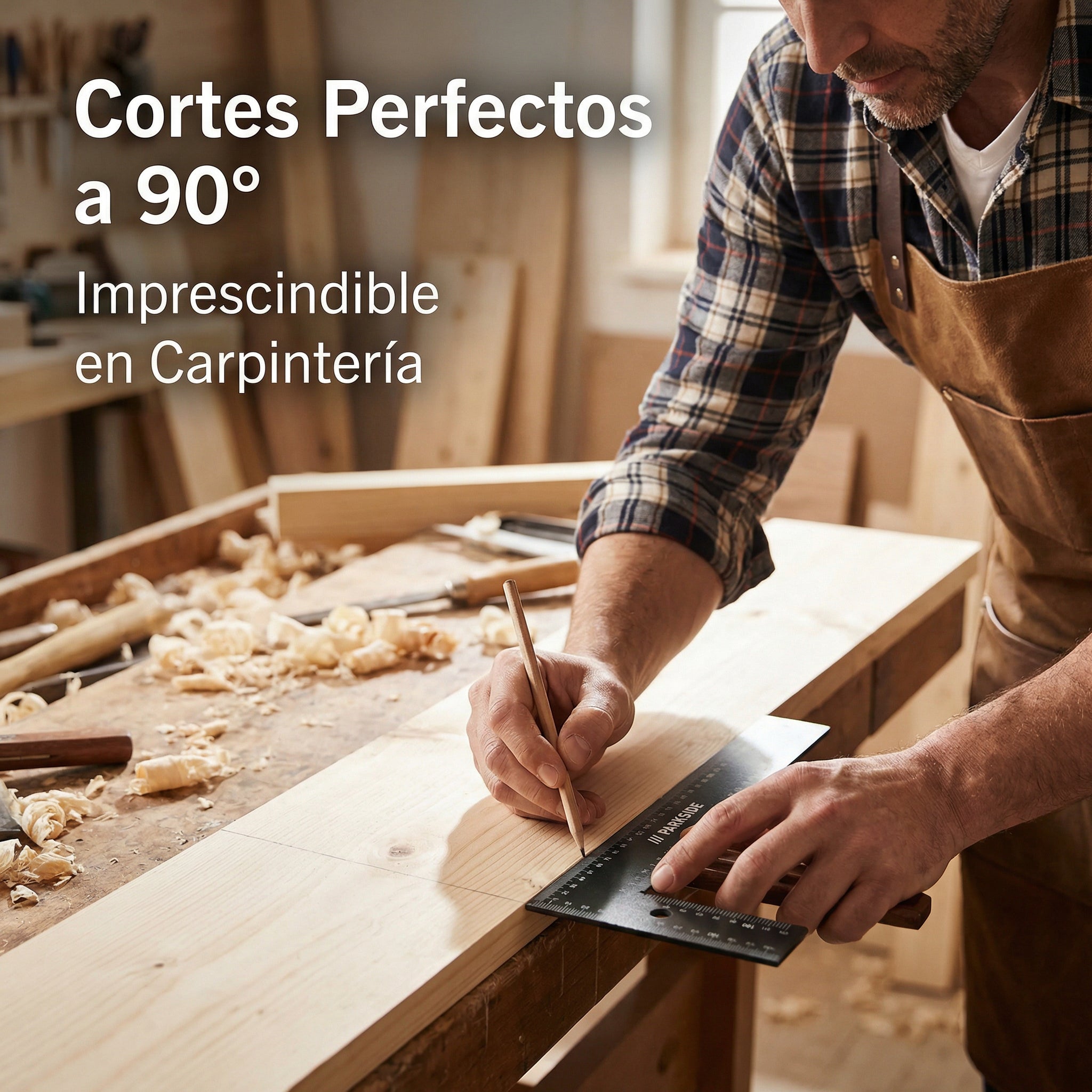 Escuadra de Carpintero Metálica Acero Inoxidable con Regla | Parkside