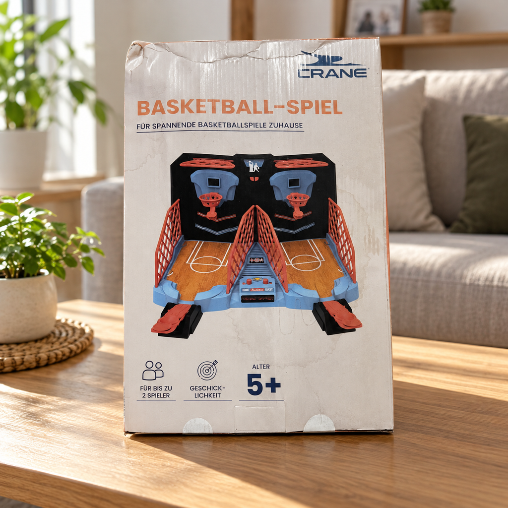 Juego de baloncesto de sobremesa Crane para 1 o 2 jugadores — embalaje en salón