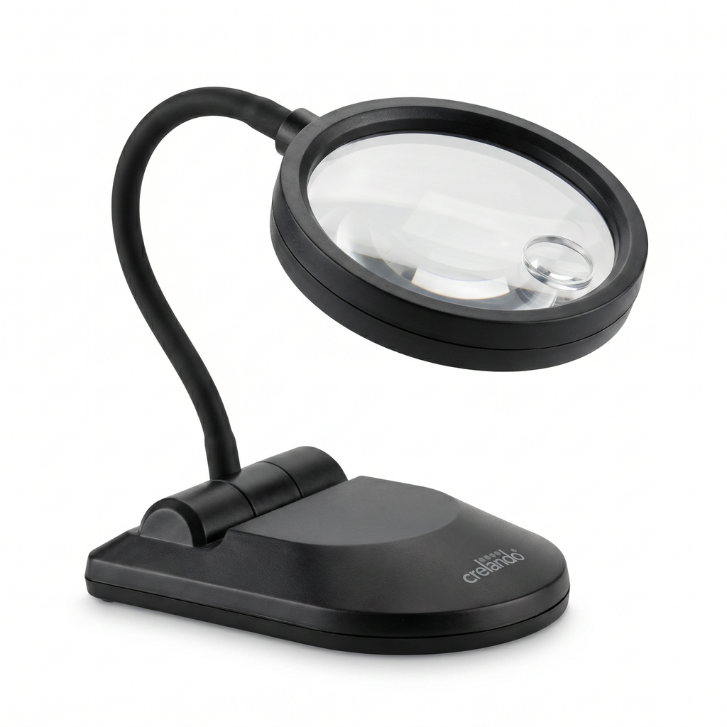 Lupa con Luz LED Crelando — Aumento 2x/8x Brazo Flexible