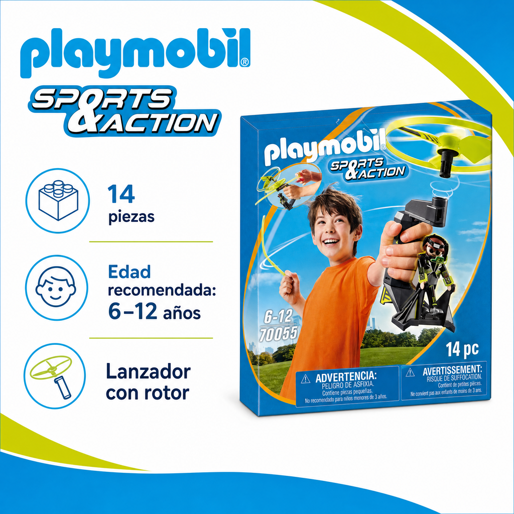 Playmobil Sports & Action 70055 Agente con Lanzador de Rotor