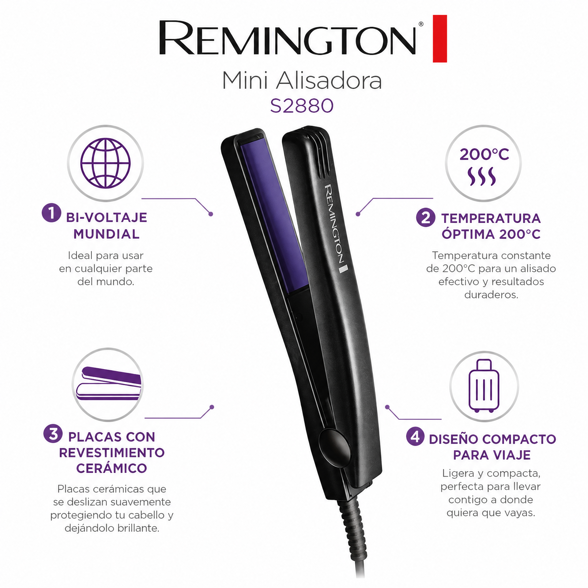 Remington S2880 Mini Plancha Pelo Viaje
