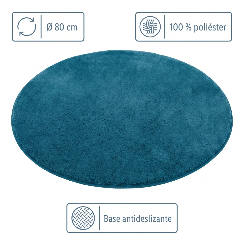 Livarno Home Alfombra de Baño Redonda Turquesa Ø 80 cm