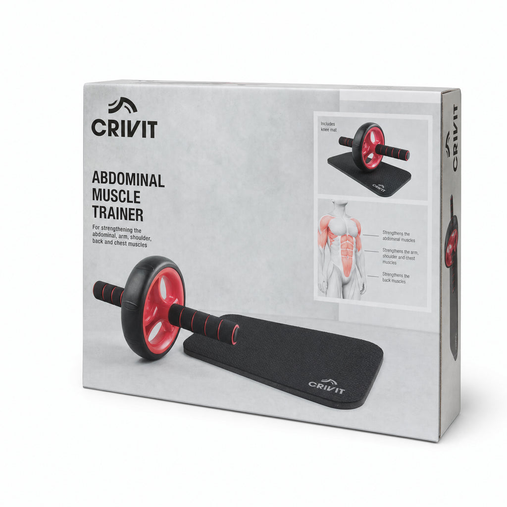 Crivit Rueda para abdominales con alfombrilla para rodillas