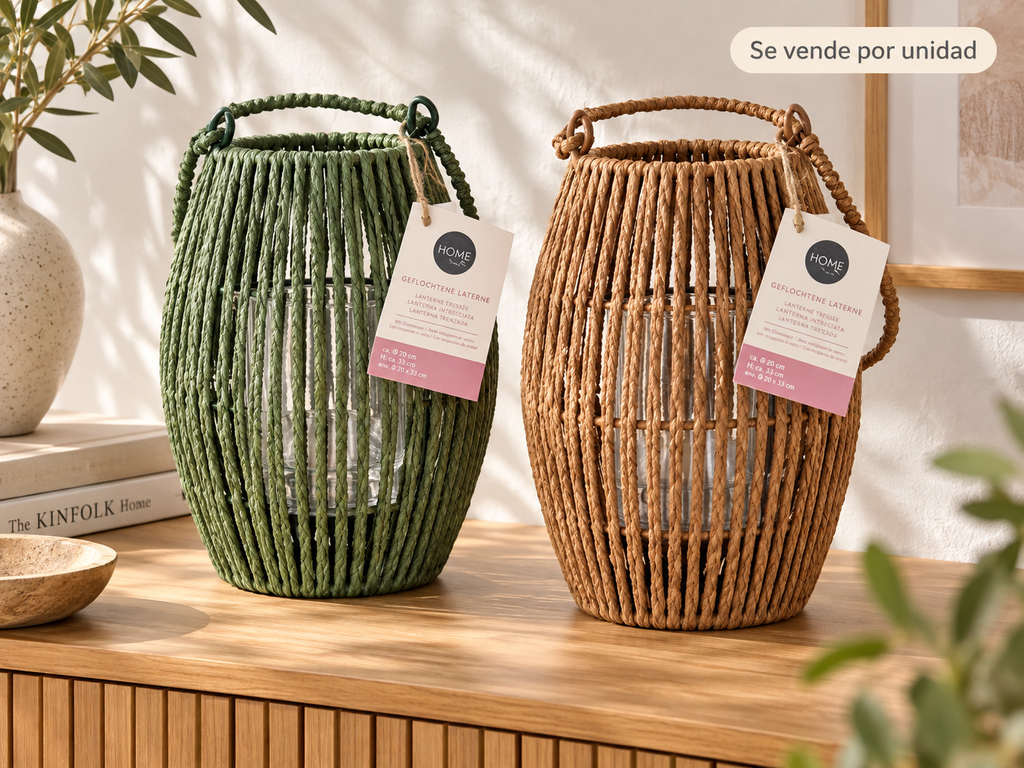 Home Creation farolillo trenzado para velas · 20 × 30 cm · ambiente