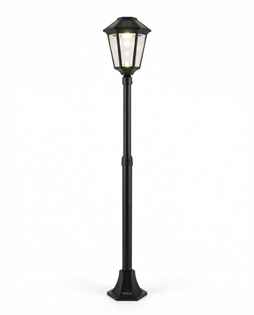Farola Solar Jardín 3 en 1 Estilo Clásico Luz Cálida Altura Regulable | Casalux