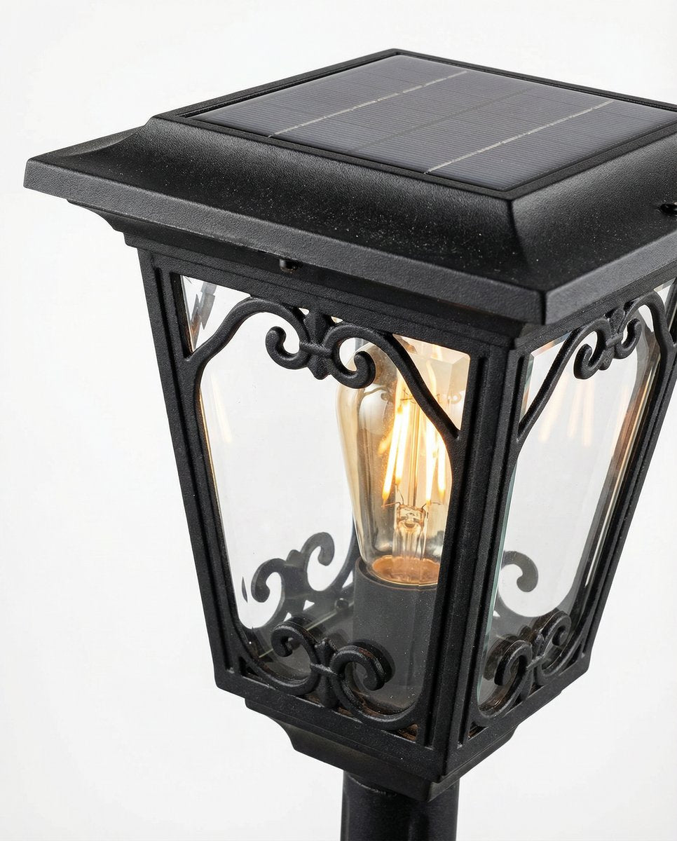 Farola Solar Jardín 3 en 1 Estilo Clásico Luz Cálida Altura Regulable | Casalux
