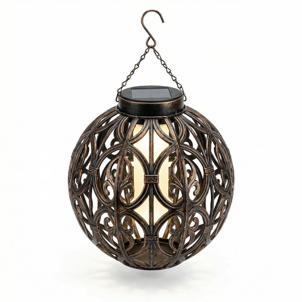 Farolillo Solar LED Esférico Colgante 30cm Metal Ornamental con Cadena | Livarno Home