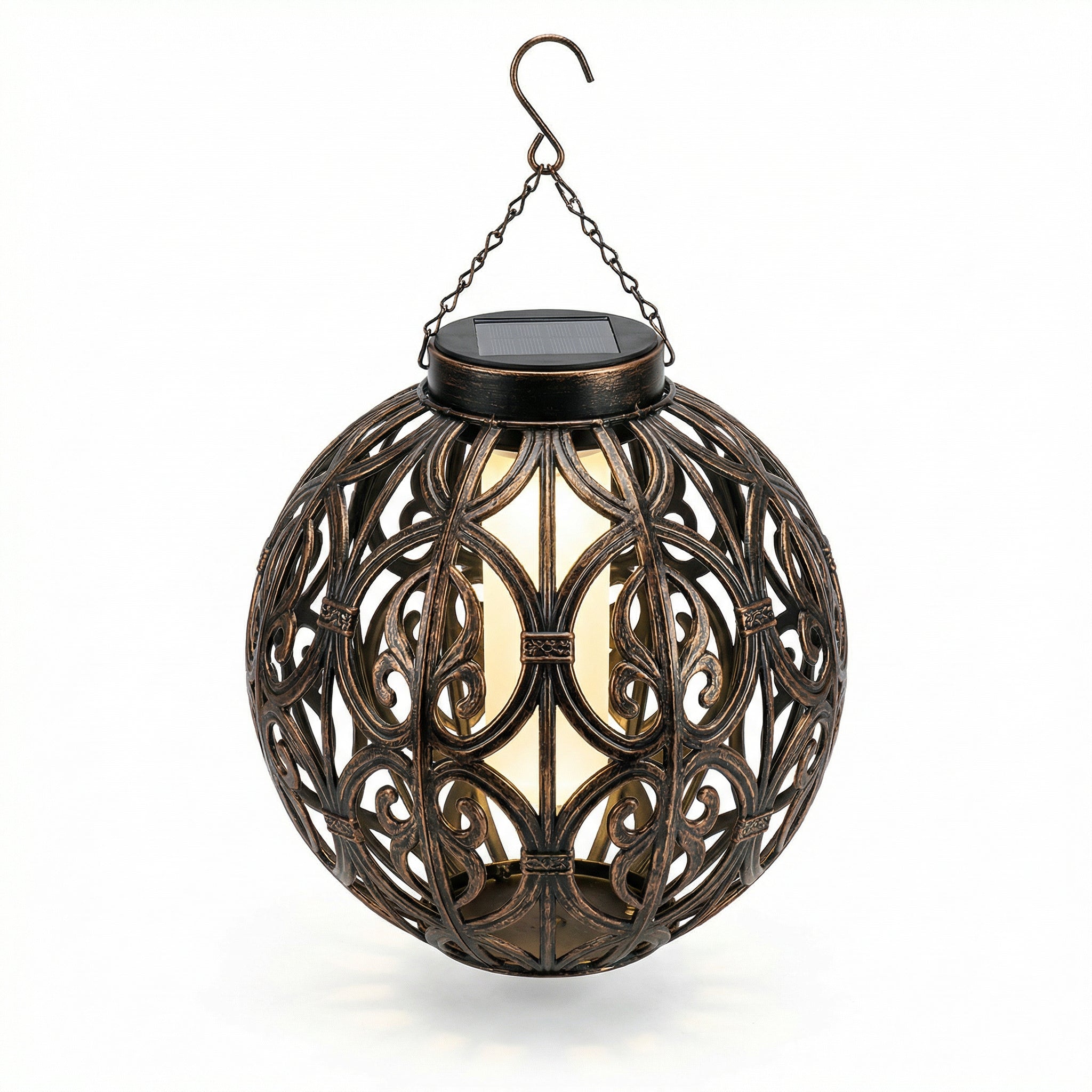Farolillo Solar LED Esférico Colgante 30cm Metal Ornamental con Cadena | Livarno Home