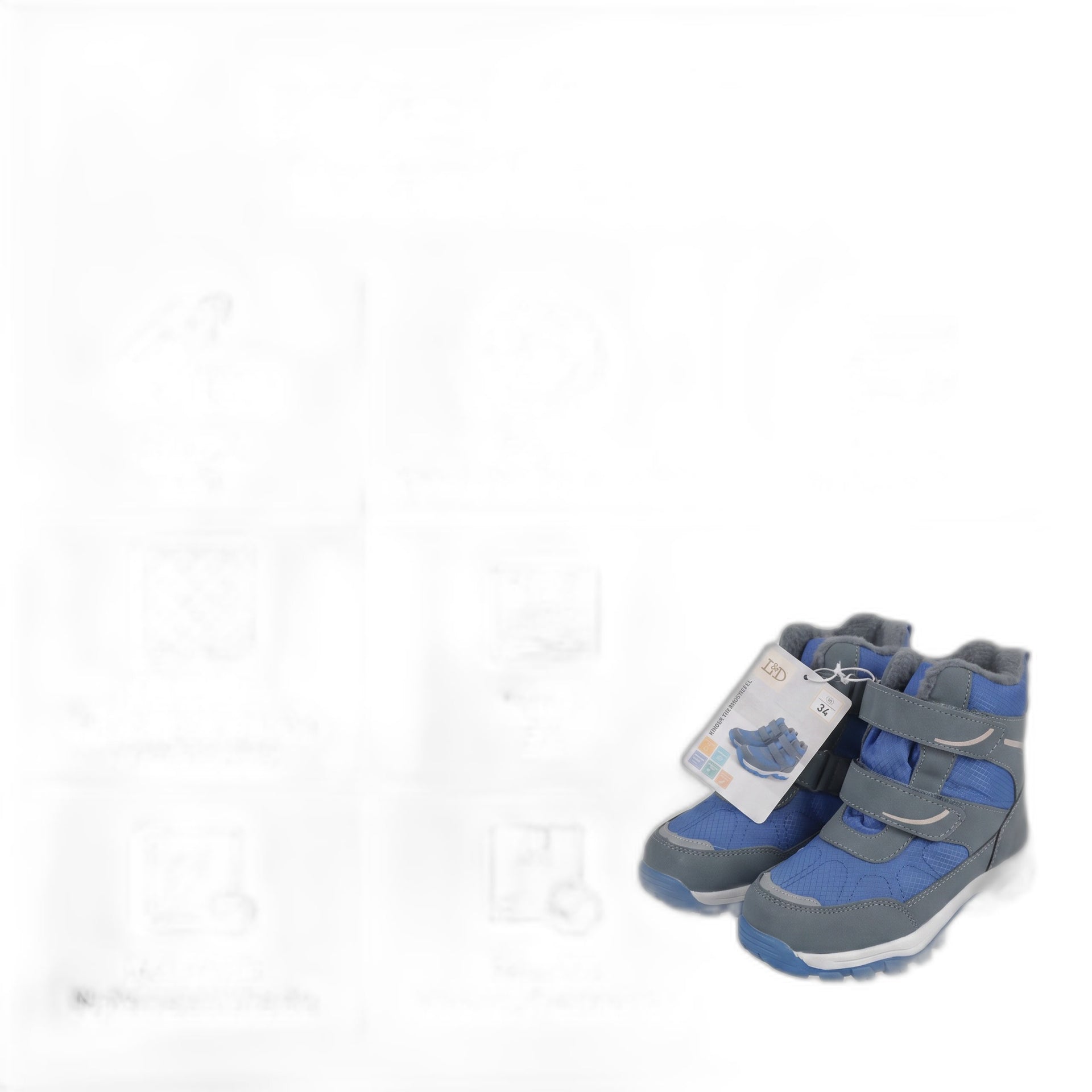 Botas Térmicas Infantiles I&D — Azul/Gris con Forro (Talla 34)